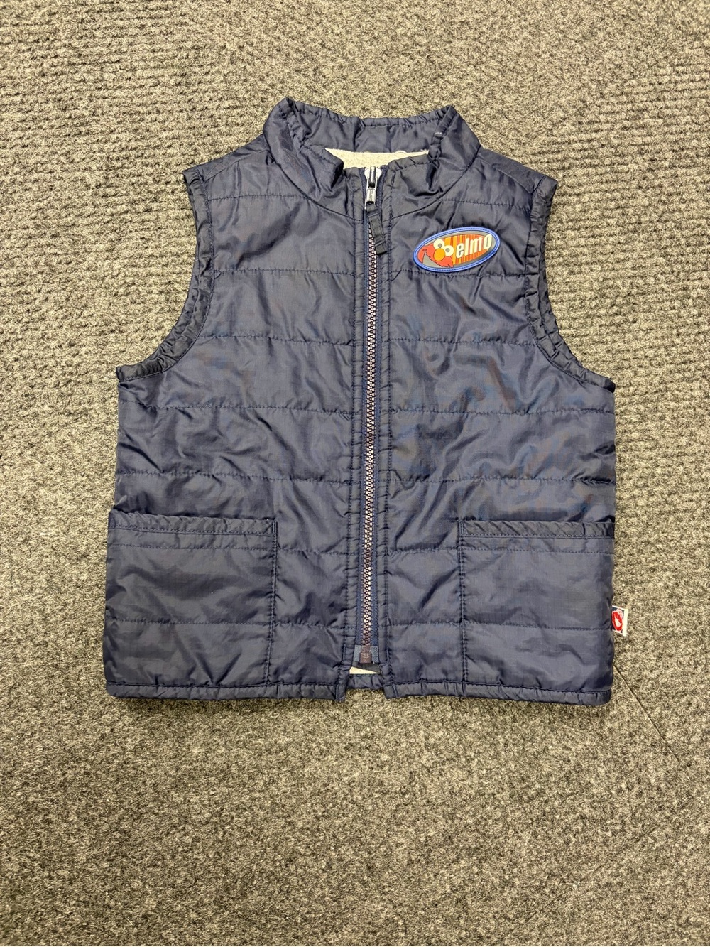 Vintage Sesame Street Elmo puffer vest navy blue fleece lined 3T